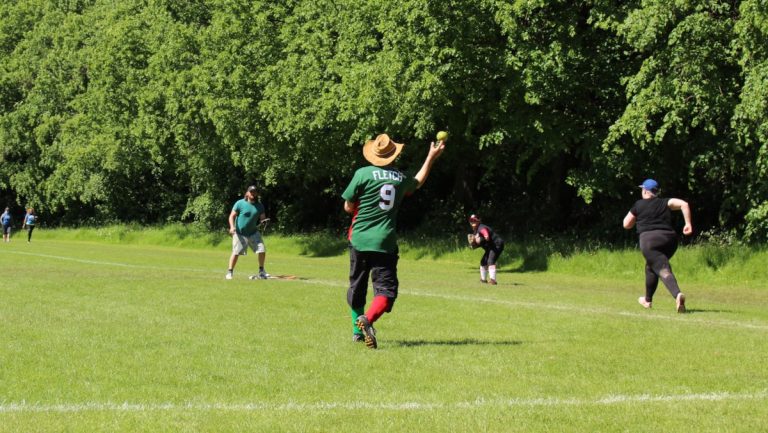A wide view of a league game