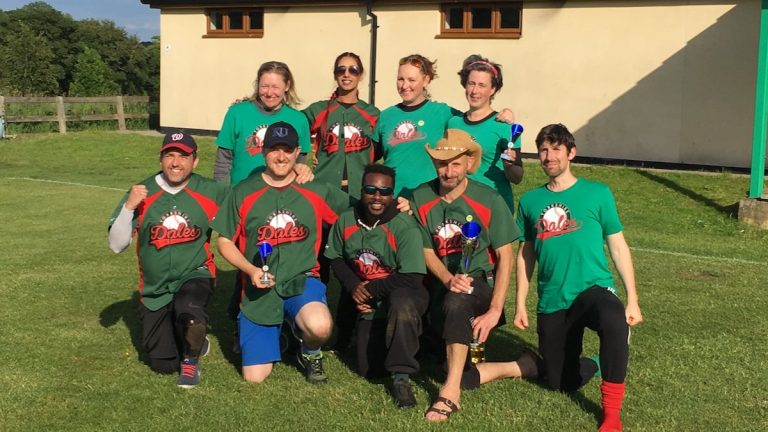 The team by the clubhouse at the Leeds Tournament, Wetherby, June 2019