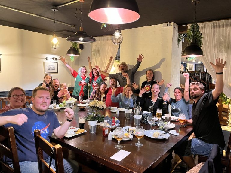 The team meal in Cardiff the night before the Diffodil, June 2024